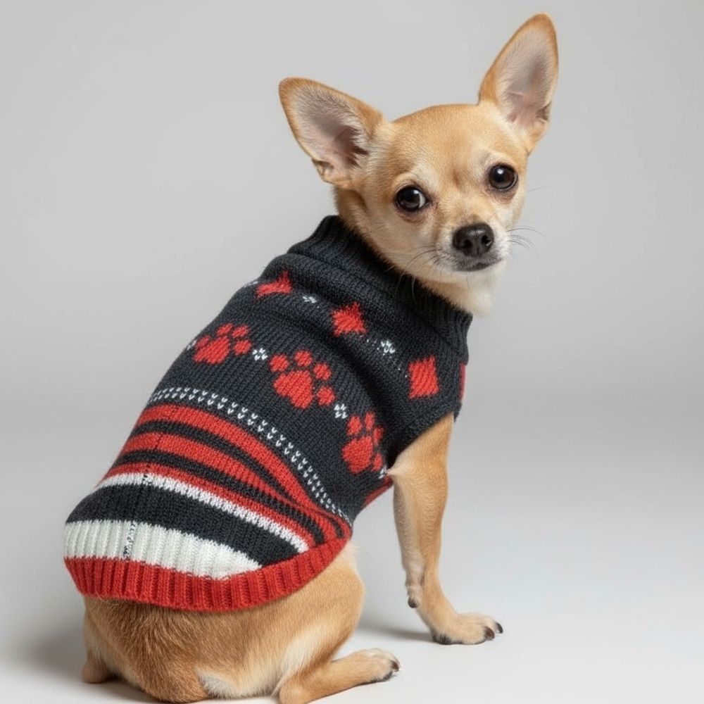 Paw Print Striped Doggy Sweater